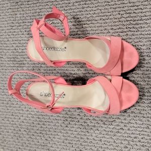 Shoedazzle Coral heels with ankle strap